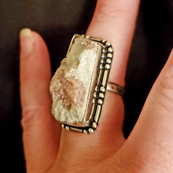 New Rough Pink Tourmaline 925 Silver Ring. - Picture 2 of 11